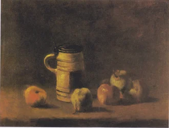 Nature morte avec chope de bière et fruits